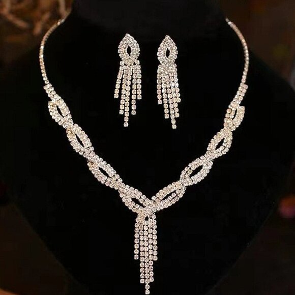 Fashion Rhinestone Necklace and Earring Set - Picture 1 of 2